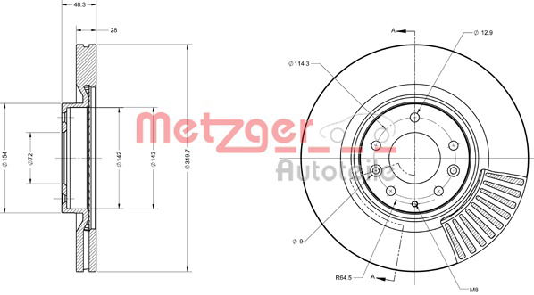 Bremsscheibe Vorderachse Metzger 6110737 von Metzger