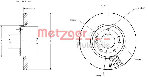 Bremsscheibe Vorderachse Metzger 6110738 von Metzger