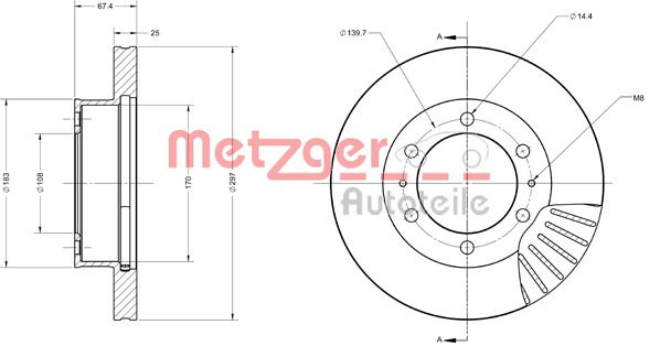 Bremsscheibe Vorderachse Metzger 6110739 von Metzger