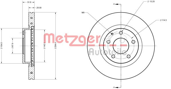 Bremsscheibe Vorderachse Metzger 6110755 von Metzger