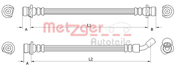 Bremsschlauch Hinterachse links Metzger 4111074 von Metzger