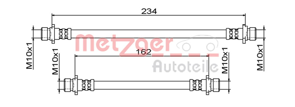 Bremsschlauch Hinterachse rechts Metzger 4111861 von Metzger