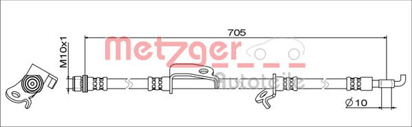 Bremsschlauch Vorderachse links Metzger 4111519 von Metzger