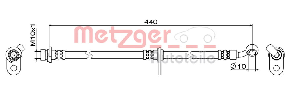 Bremsschlauch Vorderachse links Metzger 4111847 von Metzger