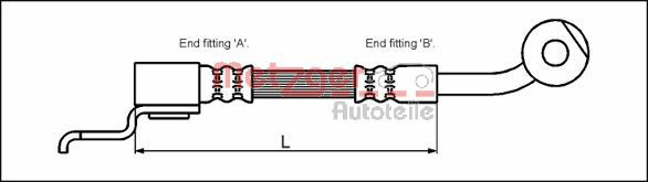 Bremsschlauch Vorderachse links Metzger 4113522 von Metzger