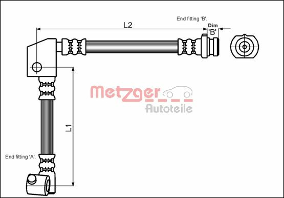 Bremsschlauch Vorderachse links Metzger 4114737 von Metzger