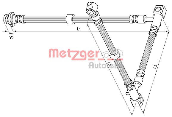 Bremsschlauch Vorderachse rechts Metzger 4110394 von Metzger