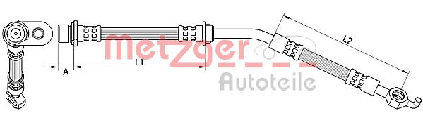 Bremsschlauch Vorderachse links Metzger 4110787 von Metzger