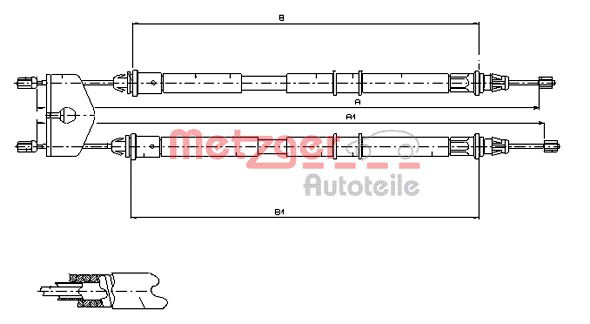 Seilzug, Feststellbremse hinten Metzger 11.5453 von Metzger