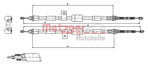 Seilzug, Feststellbremse hinten Metzger 11.5456 von Metzger