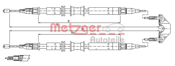 Seilzug, Feststellbremse hinten Metzger 11.5791 von Metzger