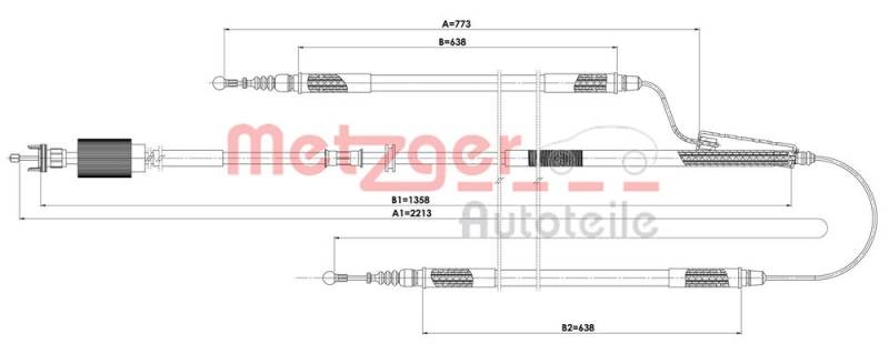 Seilzug, Feststellbremse hinten Metzger 11.5845 von Metzger