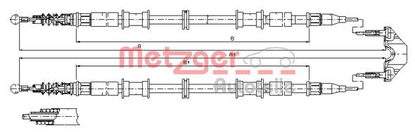 Seilzug, Feststellbremse hinten Metzger 11.5866 von Metzger