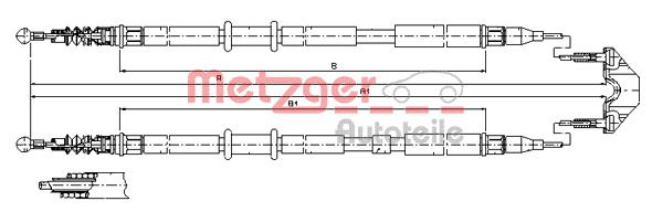 Seilzug, Feststellbremse hinten Metzger 11.5952 von Metzger