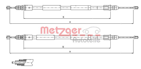 Seilzug, Feststellbremse hinten Metzger 11.6771 von Metzger