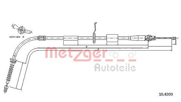 Seilzug, Feststellbremse hinten links Metzger 10.4309 von Metzger