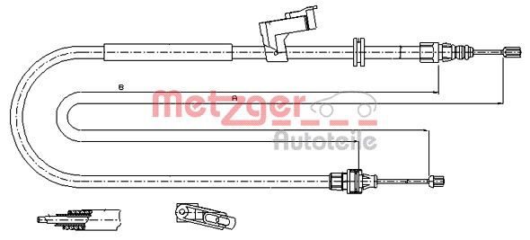 Seilzug, Feststellbremse hinten links Metzger 11.5494 von Metzger