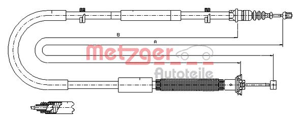 Seilzug, Feststellbremse hinten links Metzger 12.0703 von Metzger