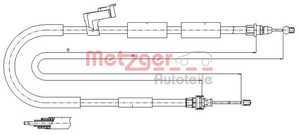 Seilzug, Feststellbremse hinten links Metzger 17.0685 von Metzger