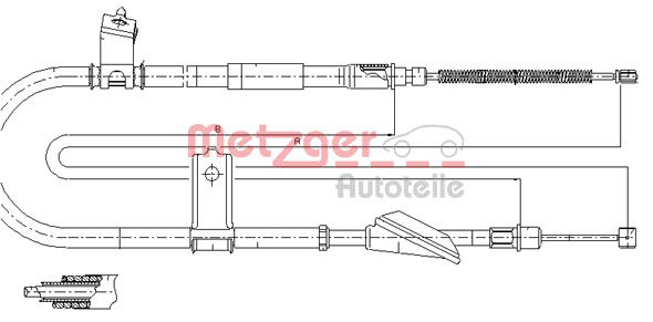 Seilzug, Feststellbremse hinten links Metzger 17.2515 von Metzger