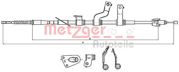 Seilzug, Feststellbremse hinten links Metzger 17.2579 von Metzger