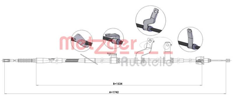 Seilzug, Feststellbremse hinten links Metzger 17.6075 von Metzger