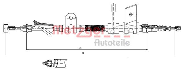 Seilzug, Feststellbremse hinten links Metzger 451.12 von Metzger