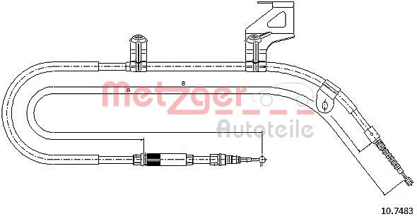 Seilzug, Feststellbremse hinten rechts Metzger 10.7483 von Metzger