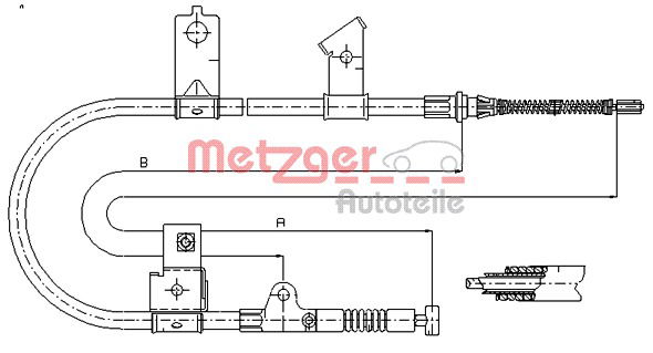 Seilzug, Feststellbremse hinten rechts Metzger 17.0001 von Metzger