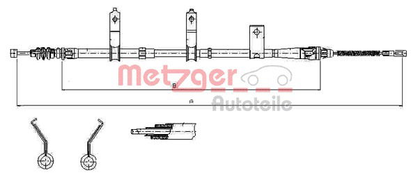 Seilzug, Feststellbremse hinten rechts Metzger 17.6031 von Metzger