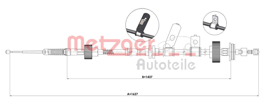 Seilzug, Feststellbremse hinten rechts Metzger 1E.LR004 von Metzger