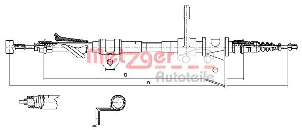 Seilzug, Feststellbremse hinten rechts Metzger 451.11 von Metzger