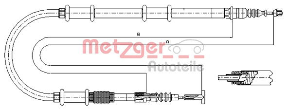 Seilzug, Feststellbremse hinten rechts Metzger 491.21 von Metzger