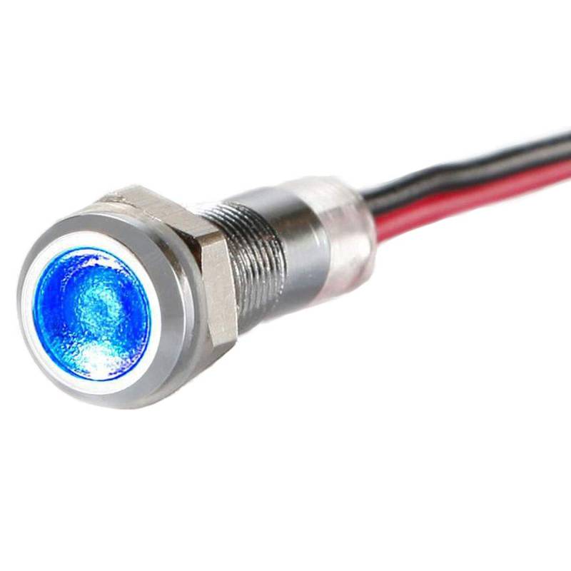 LED-Kontrollleuchte - 6 mm - V2A Edelstahl - AC/DC 6V-24V - Staub und Wasserdicht nach IP67 - Blau von Metzler