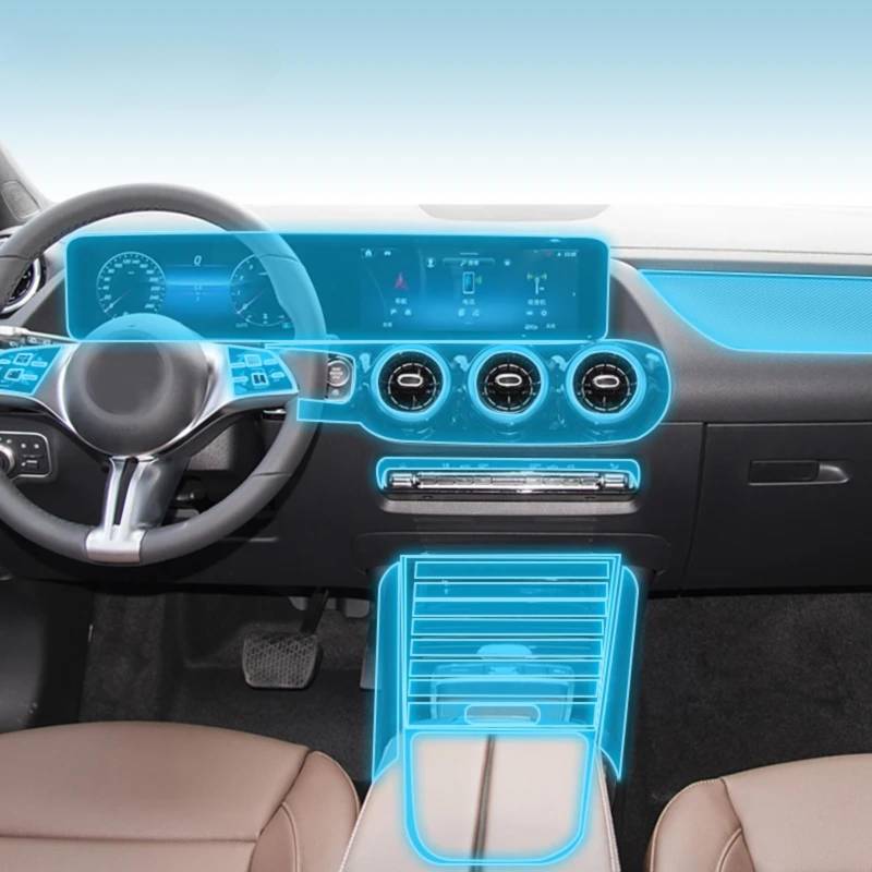 Auto-Innen-Mittelkonsole, transparent, TPU, PPF, kratzfest, Reparaturfolie, Zubehör, für Mercedes Benz GLA H247 2024–2025 (Stil D) von Meuoada