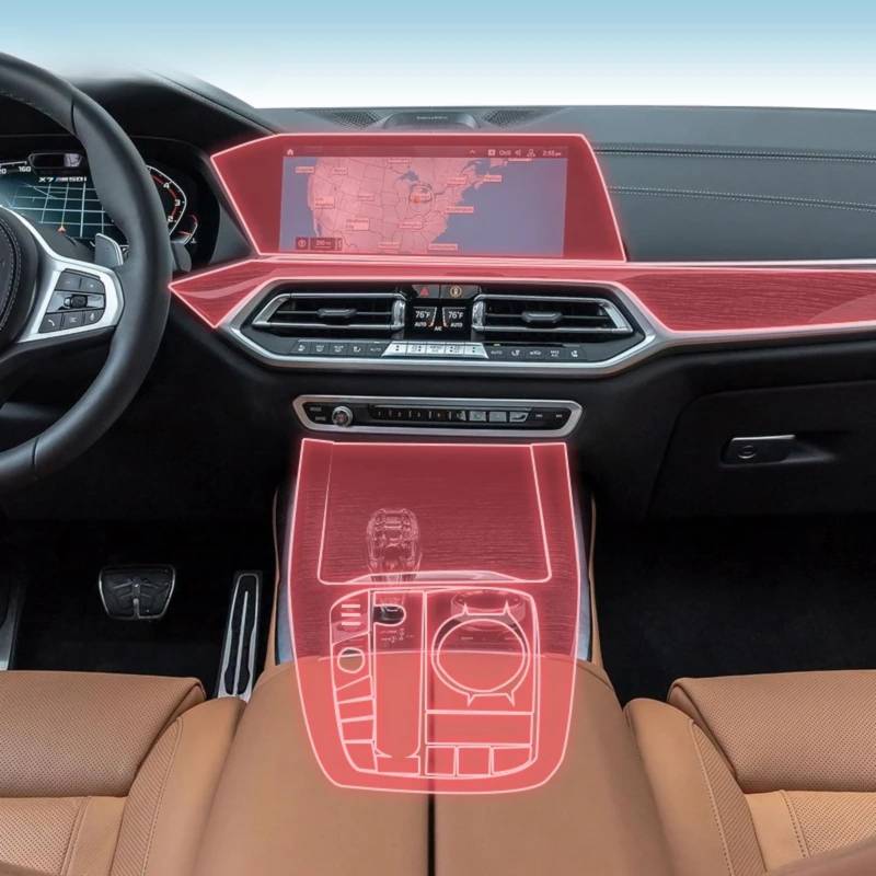 Auto Innenraum Mittelkonsole Transparent TPU PPF Schutzfolie Anti-Kratzer Reparatur Folie Zubehör für BMW G07 X7 2019-2022 (Stil A) von Meuoada