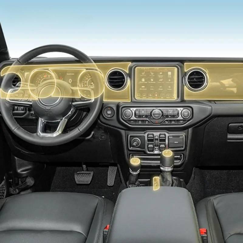 Auto Interieur Mittelkonsole Transparent TPU PPF Schutzfolie Anti-Kratzer Reparaturfolie Zubehör für Jeep Wrangler Rubicon 2022-2023 (Stil B) von Meuoada