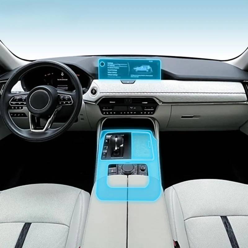 Auto Interieur Mittelkonsole Transparent TPU PPF Schutzfolie Anti-Kratzer Reparaturfolie Zubehör für Mazda CX-60 2024-2025 (Stil für Linkslenker) von Meuoada