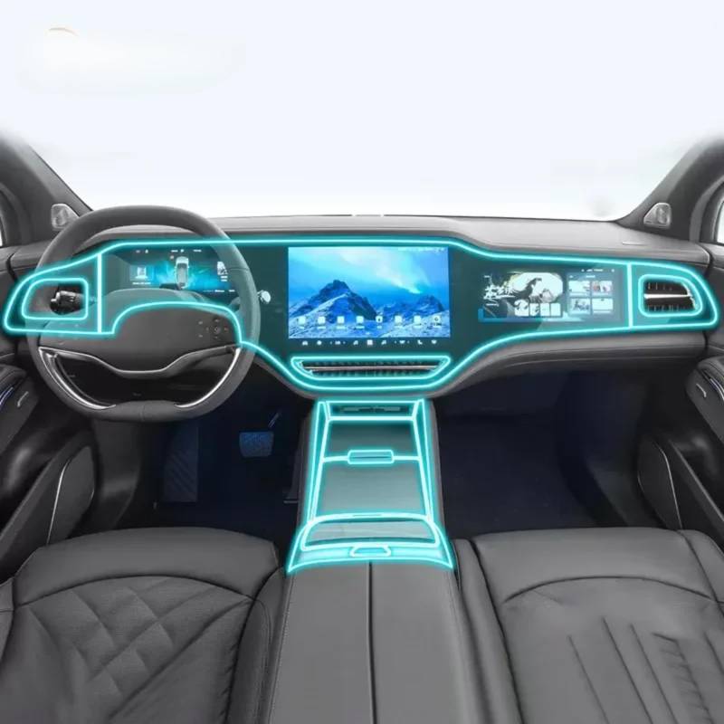 Auto Interieur Mittelkonsole Transparent TPU PPF Schutzfolie Anti-Kratzer Reparaturfolie Zubehör für Rising Auto R7 2022-2023 (Stil A für RHD) von Meuoada