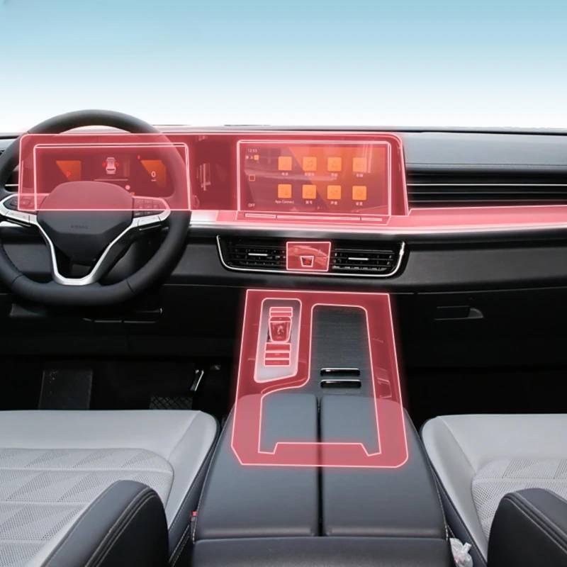 Auto Interieur Mittelkonsole Transparent TPU PPF Schutzfolie Anti-Kratzer Reparaturfolie Zubehör für Volkswagen TAVENDOR 2023-2024 (Stil A) von Meuoada