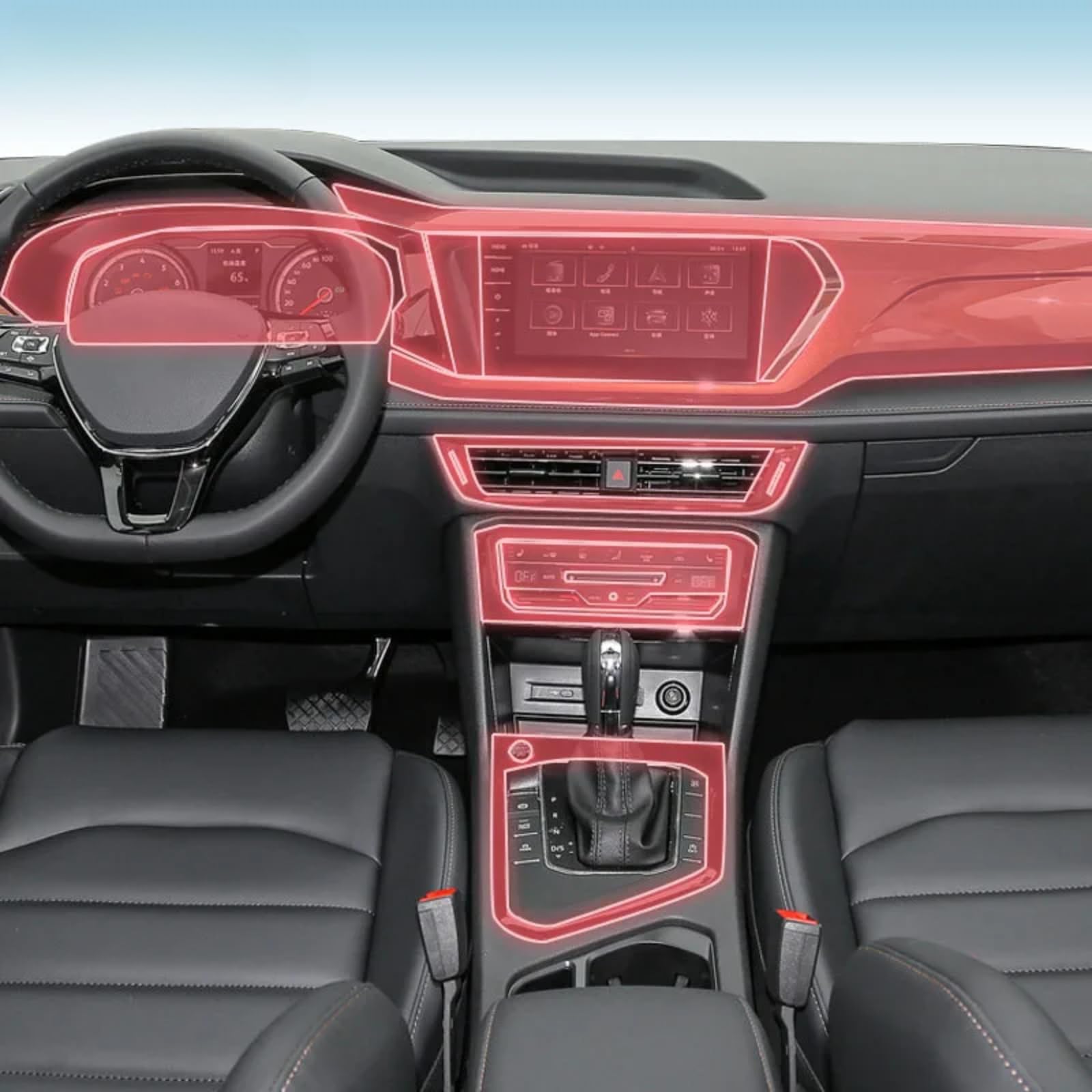 Auto Interieur Mittelkonsole Transparent TPU PPF Schutzfolie Anti-Kratzer Reparaturfolie Zubehör für Volkswagen Tarek/Tharu 19-2022 (Stil A) von Meuoada