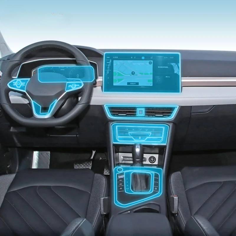 Auto Interieur Mittelkonsole Transparent TPU PPF Schutzfolie Anti-Kratzer Reparaturfolie Zubehör für Volkswagen Tharu Pro 23-2025 (Stil für Linkslenker) von Meuoada