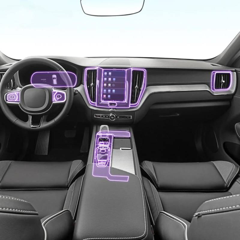 Auto Interieur Mittelkonsole Transparent TPU PPF Schutzfolie Anti-Kratzer Reparaturfolie Zubehör für Volvo S60 2020-2024 (Stil A) von Meuoada