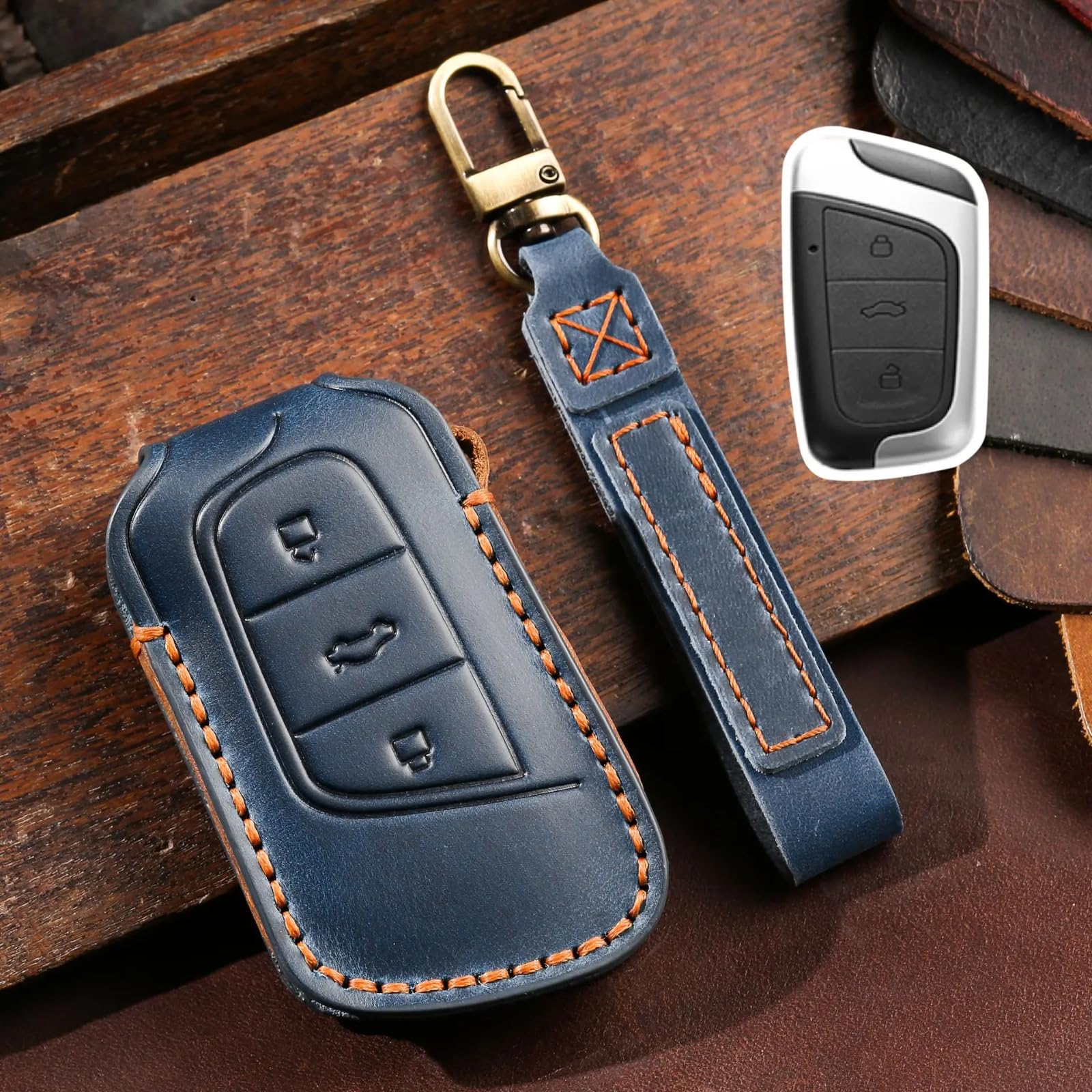 Auto-Smart-Schlüsselanhänger, Gehäuse, Zubehör, schlüsselloser Zugang, Fernbedienung, für Chery Small Ant Key Cover Aireze E Ruihu E Big Ant QQ (blau) von Meuoada