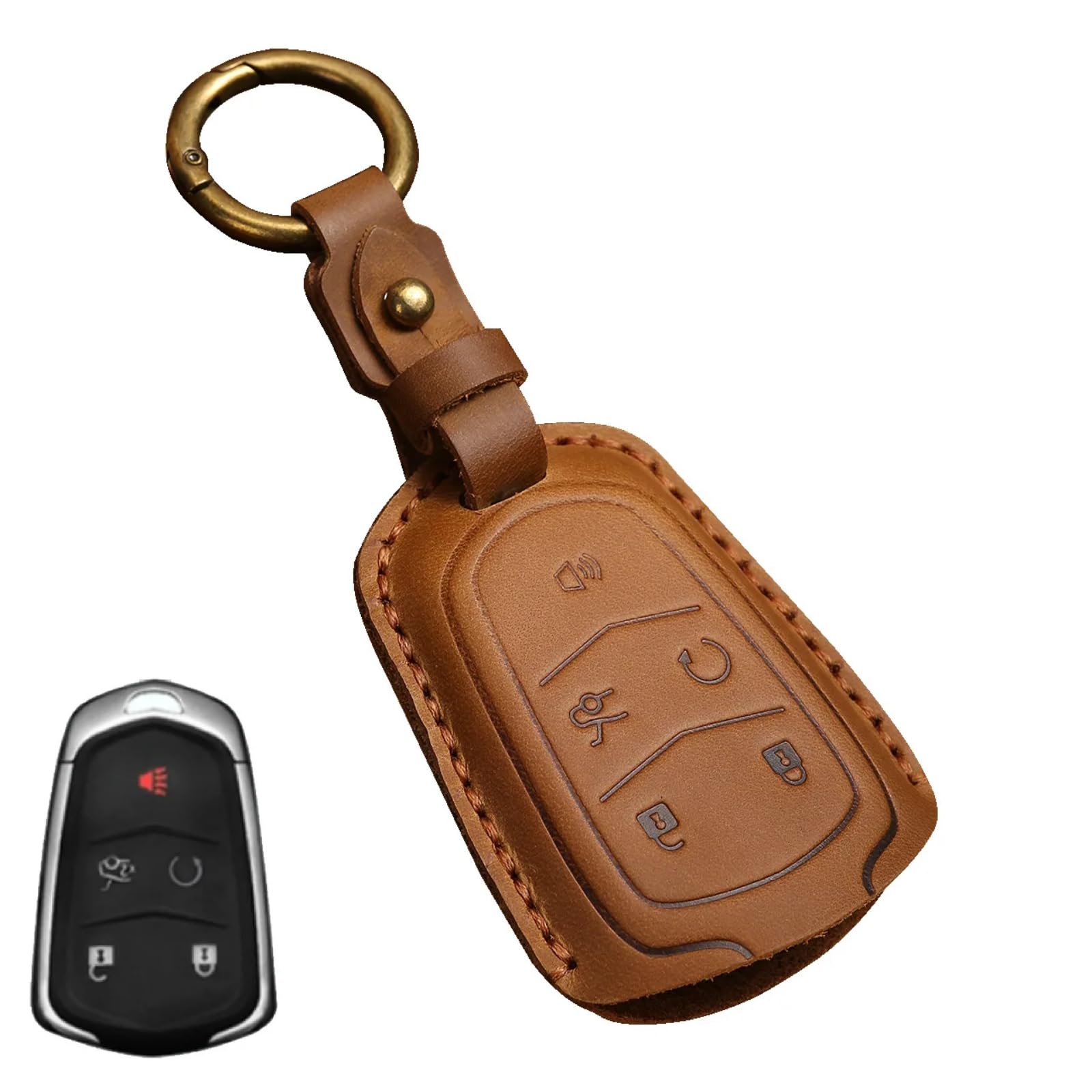 Auto-Smart-Schlüsselanhänger-Gehäuse, Zubehör, Keyless-Entry-Fernbedienung, für Cadillac-Schlüsselanhänger, Gehäuse ATS XTS XT5 XT4 CT6 XT6 (5 Tasten, braun) von Meuoada