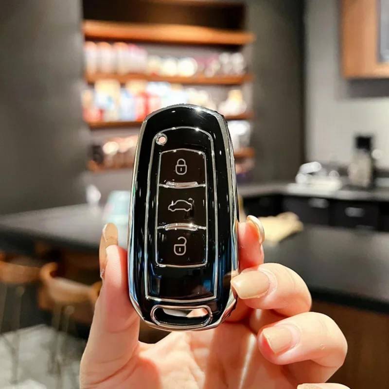 Auto-Smart-Schlüsselanhänger-Gehäuse, Zubehör, Keyless-Entry-Fernbedienung, für Geely Atlas Boyue NL3 EX7 SUV GT GC9 Emgrand X7 Borui Auto-Halterungszubehör (schwarz) von Meuoada