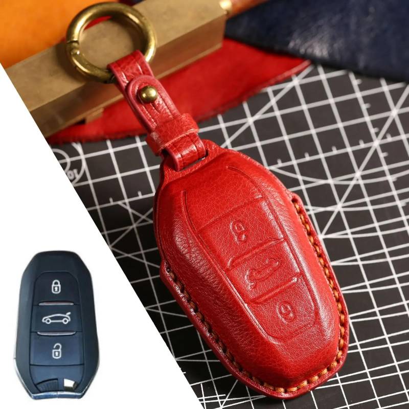 Auto-Smart-Schlüsselanhänger-Gehäuse, Zubehör, Keyless Entry Fernbedienungsbefestigung, für Peugeot 308 408 508 2008 3008 4008 5008 Citroen C4 C4L C6 Schlüsselanhänger Halter (rot) von Meuoada