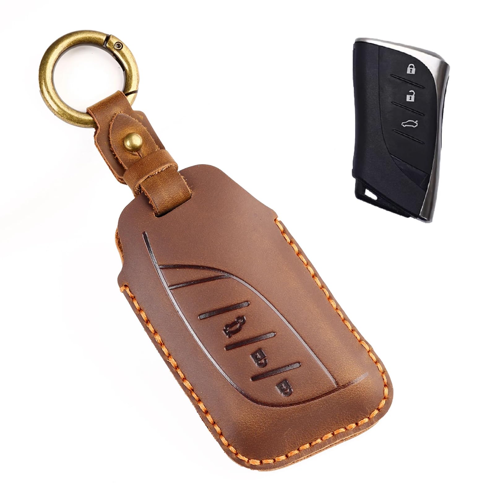 Auto-Smart-Schlüsselgehäuse, Zubehör, Keyless Entry Fernbedienungsbefestigung, für Lexus Auto-Fernbedienung, Gehäuse NX ES RC LX GX is RX 200 250h 350h LS 450h 260h 300h UX200 Zubehör (braun) von Meuoada