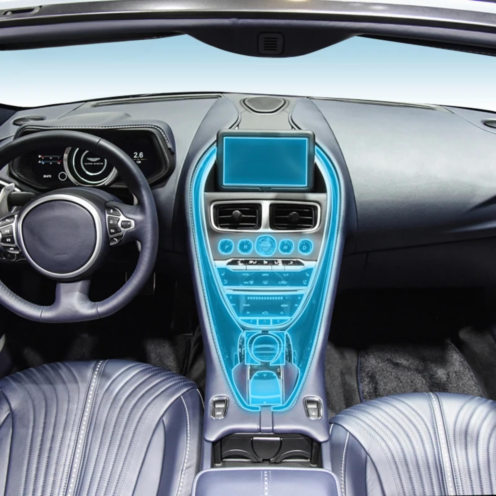 Meuoada Auto-Innen-Mittelkonsole, transparent, TPU, PPF, kratzfest, Reparaturfolie, Zubehör, für Aston Martin DB11/DBS 2017–2025 (Stil A) von Meuoada