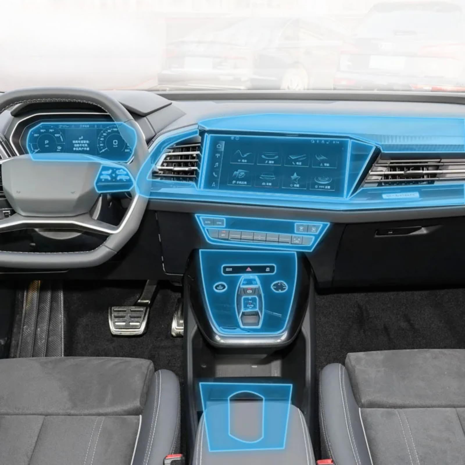 Meuoada Auto-Innen-Mittelkonsole, transparent, TPU, PPF, kratzfest, Reparaturfolie, Zubehör, für Audi Q4 E-tron 2022–2023 (GPS-Navigation) von Meuoada